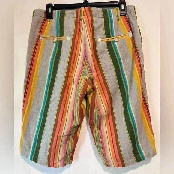 Le Superbe Satillo Bermuda Short Multi Serape Stripe Size 6 100% Cotton - Picture 3 of 5